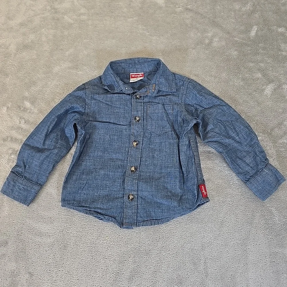 Wrangler Shirt And Jogger Boys 2T Chambray Shirt‎ Khaki Jogger Casual Outdoors